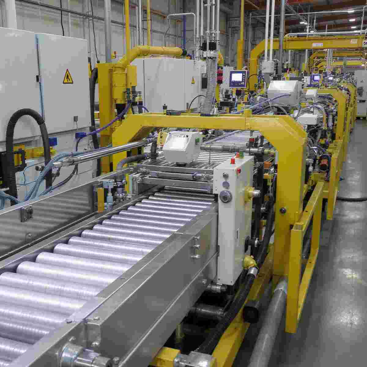 Quadratisches Foto einer Blasfolien-Extrusionslinie mit Digitalregelung und optische Inspektion