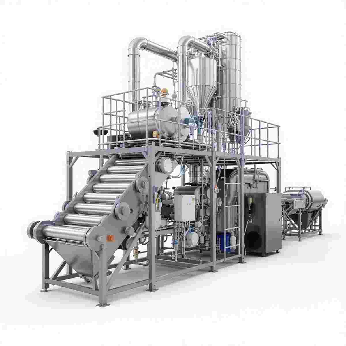 Blasfolienextrusionsanlage mit Ringdüse, Blase, Temperaturregelung, Kühlung und Aufwickelrollen.