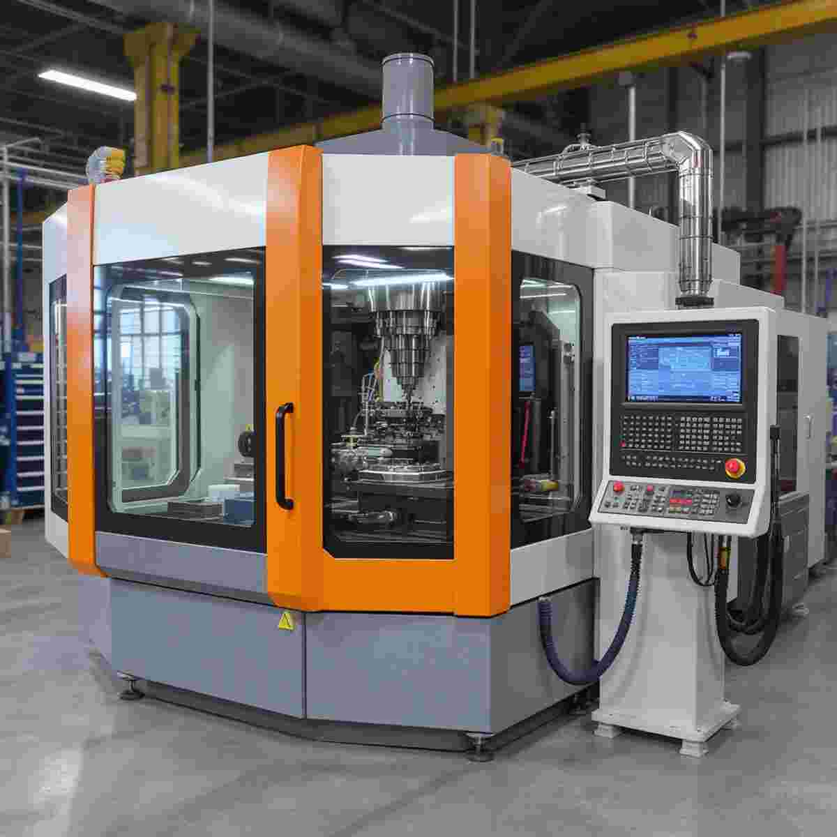 Moderne Extrusionsmaschine im industriellen Umfeld mit präziser Steuerung.